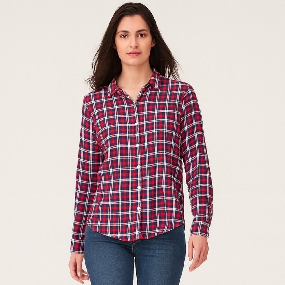 Brooks Brothers 346 Red 100% Cotton Flannel Plaid Button Up Shirt Size 8